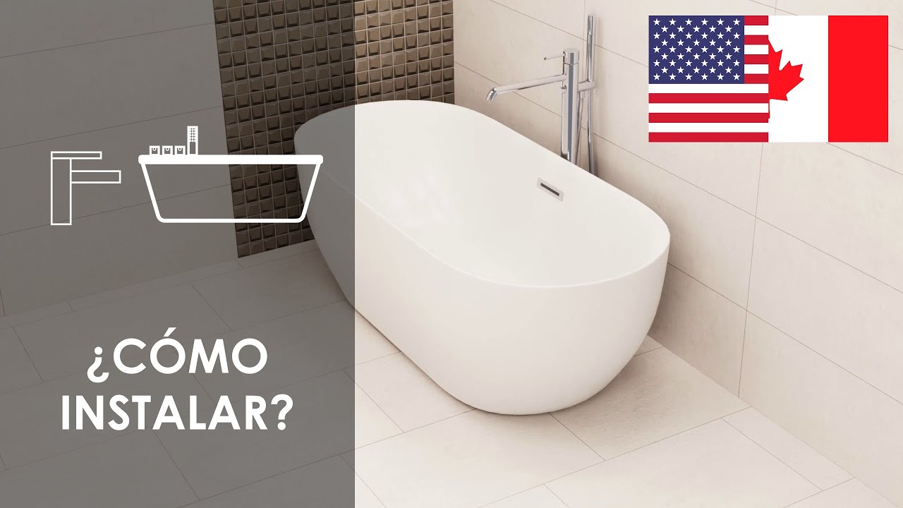 Instalación de la caja SMART BOX BATH, la grifería de instalación a pavimento y la bañera exenta USA