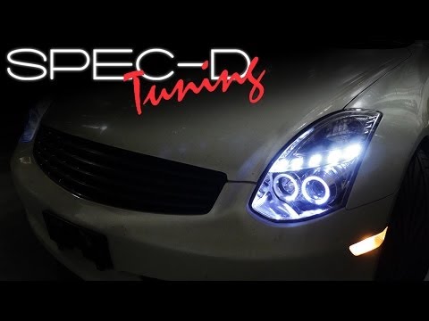 SPECDTUNING INSTALLATION VIDEO:2003-2007 INFINITI G35 COUPE PROJECTOR HEADLIGHTS
