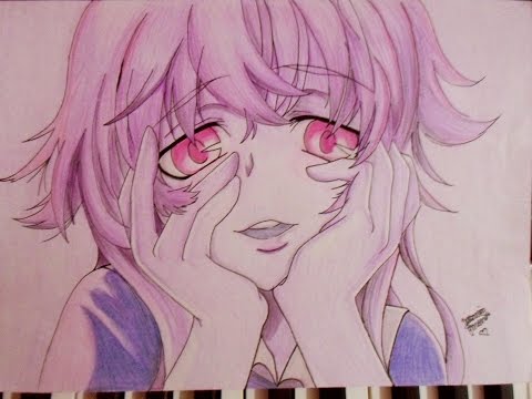 how to draw yuno gasai