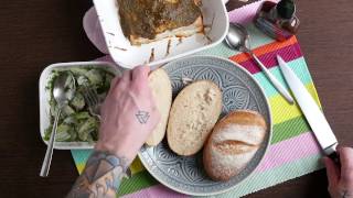 Lachsburger mit Fenchel-Salat