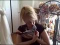 Cuddle with African Grey Parrot Einstein