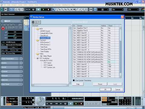 MusikTek.com Tutorial : Nuendo Part 1/24 - Setting MIDI & Driver Audio