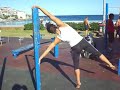 Human flag by strong girl gymnast extreme ab core Human flag by strong girl gymnast extreme ab core