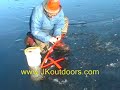 Ice fishing wind tipups: Lake Winnebago ice fishing