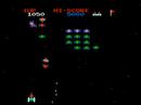the gameplay of galaxian for nintedo famicom. created by namco.