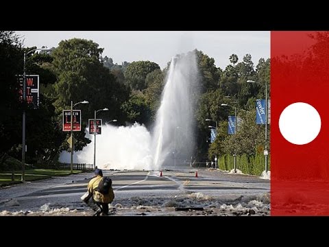 Video: Burst water main floods Sunset Boulevard and UCLA