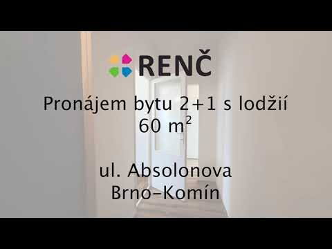 Video Byt 2+1 (60 m2) s lodžií (4 m2), na ul. Absolonova, Brno – Komín