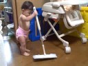 Cassy becomes a maid and uses a swiffer Cassy becomes a maid and uses a swiffer