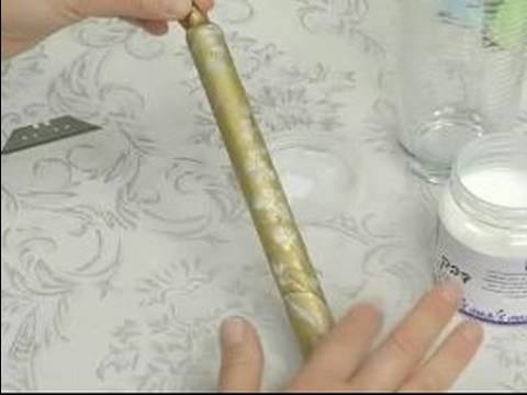 How To Decoupage : How To Decoupage A Candle: Gluing The Paper