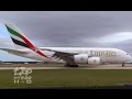 Emirates Airline Airbus A380 Manchester Airport Up Close Heavy Landing Wingflex