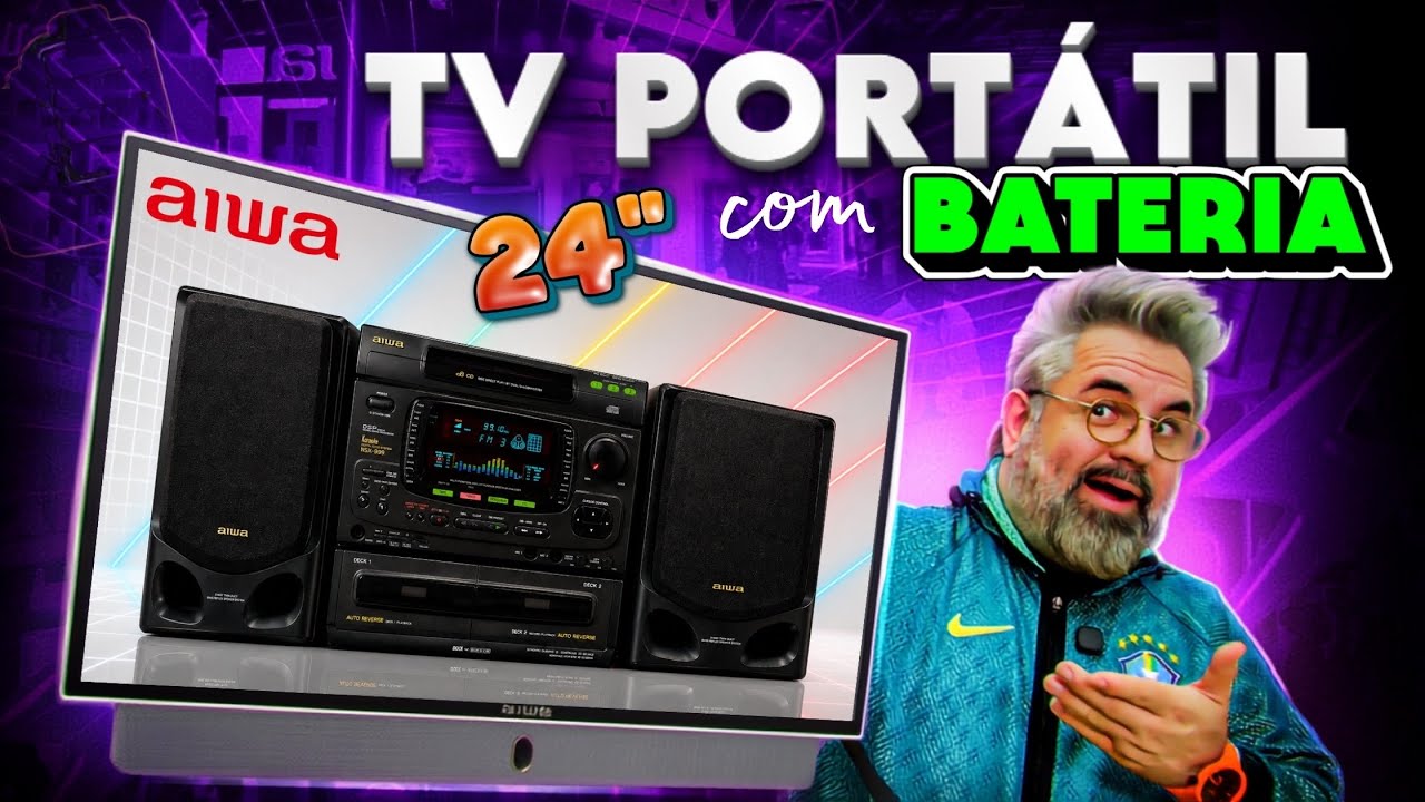 TV PORTÁTIL com bateria e diversos produtos da Aiwa!