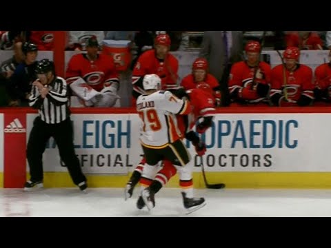 Video: Flames’ Hamilton scores after Ferland drops Aho