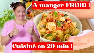 PÂTES FROIDES à la feta et tomates cerises – recette facile prête en 20 min !