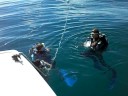Mei's first dive at Bahama 2008 summer
