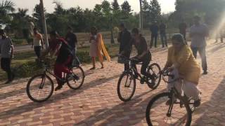 Girls slow cycle race