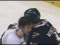 Steve Montador vs Brad Winchester from the Anaheim Ducks at St. Louis Blues game on Nov 21, 2008.via http://www.hockeyfights.com
