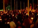 Tibetans gather at the temple on saturday to speak about, pray for and condemn the Chinese crackdown in Tibet. Just after the tibetan national anthem and some chants, they sing We shall overcome.