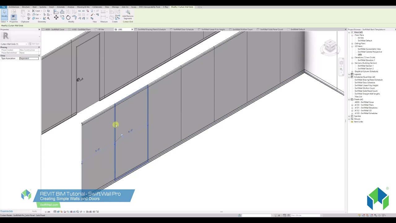 SwiftWall<sup>®</sup> Pro Revit Curtain Wall Tutorial - Creating Simple Walls and Doors