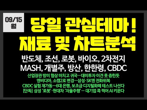 당일 관심테마! 조선,반도체,로봇,양자,바이오,개별주 /HJ중공업,삼성전자,SK하이닉스,나우로보틱스,제닉스로보틱스,카카오,하나머티리얼즈,엘앤씨바이오,현대무벡스,SK오션플랜트,범한