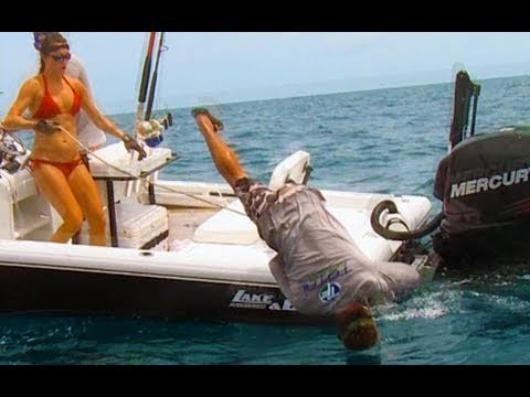 Funny: Hunter gets Pulled Overboard by Giant Fish! Chew On This