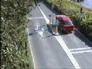 Car eject by roadblock