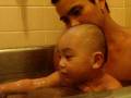 popo  w/ daddy taking a bath