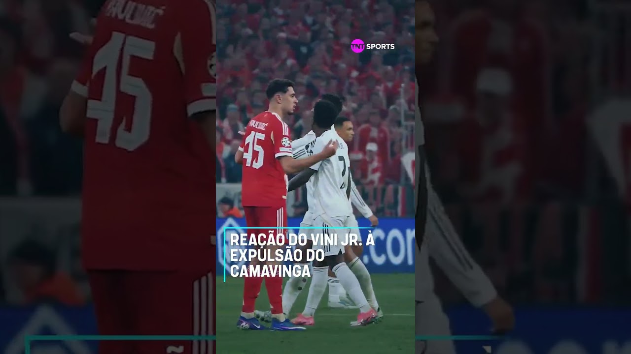 IMAGENS EXCLUSIVAS da reação do VINI JR. com a EXPULSÃO do Camavinga contra o Bayern! #shorts