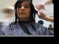 Hair cut (long to short) by veiled stylist
