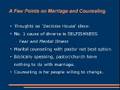 Marital Counseling With Pastor? DON'T DO IT!!!