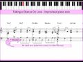 taking a chance on love - improvised solo piano lesson. this is another midi file created some time ago that i have reconstructed as an instructional video. it was done after listening to the great pianist/conductor andre previn's version on his solo piano album 'andre previn plays songs by vernon duke' - but is not a transcription - i just stole some of his basic ideas! (like the little repeating figure at bars 8 - 16, the abrupt key change at bar 26 and the 'stop time'thing on the out chorus.)
i have annotated it - experimenting with labelled arrows to more clearly define the music being referred to. the transcription was created from the piano solo using a computer program. be careful taking too literally the note values if you are reading the transcription. a free-to-download better quality version of the video(that can be clearly read - and without the clipping that youtube has seemed to add to the audio) is at http://www.bushgrafts.com 
a printable pdf version of the transcription is on my instructional dvd (details on the above website). click on http://au.youtube.com/watch?v=v7ht_slr9xk&fmt=18 
to see the youtube video in better quality
