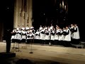 escolania de montserrat, a boys choir from the benedictine abbey of montserrat near barcelona, sang at a concert on the 14th of october 2008, at the cath�drale notre-dame de paris. they were spectacular! top of the world!

song lyric & details:

la vierge � la cr�che
musique: c�sar franck 
text: alphonse daudet

dans ses langes blancs, fra�chement cousus,
la vierge ber�ait son enfant-j�sus.
lui, gazouillait comme un nid de m�sanges.
elle le ber�ait, et chantait tout bas
ce que nous chantons � nos petits anges...
mais l'enfant-j�sus ne s'endormait pas.

�tonn�, ravi de ce qu'il entend,
il rit dans sa cr�che, et s'en va chantant
comme un saint l�vite et comme un choriste ;
il bat la mesure avec ses deux bras,
et la sainte vierge est triste, bien triste,
de voir son j�sus qui ne s'endort pas.

� doux j�sus, lui dit la m�re en tremblant,
� dormez, mon agneau, mon bel agneau blanc.
� dormez; il est tard, la lampe est �teinte.
� votre front est rouge et vos membres las ;
� dormez, mon amour, et dormez sans crainte. �
mais l'enfant-j�sus ne s'endormait pas.

� il fait froid, le vent souffle, point de feu... 
� dormez, c'est la nuit, la nuit du bon dieu.
� c'est la nuit d'amour des chastes �pouses ;
� vite, ami, cachons ces yeux sous nos draps,
� les �toiles d'or en seraient jalouses. �
mais l'enfant-j�sus ne s'endormait pas.

� si quelques instants vous vous endormiez,
� les songes viendraient, en vol de ramiers,
� et feraient leurs nids sur vos deux paupi�res,
� ils viendront; dormez, doux j�sus. � -- h�las !
inutiles chants et vaines pri�res
le petit j�sus ne s'endormait pas.

et marie alors, le regard voil�, 
pencha sur son fils un front d�sol�, 
� vous ne dormez pas, votre m�re pleure, 
� votre m�re pleure, � mon bel ami... �
des larmes coulaient de ses yeux ; sur l'heure, 
le petit j�sus s'�tait endormi.