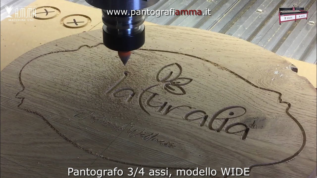 INSEGNA in legno di rovere con Pantografo WIDE ISO30 AMMA