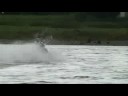 Dirk Gion crossing Rhein with snow mobile / Schneemobil