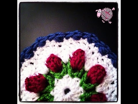 how to attach crochet flowers to afghan