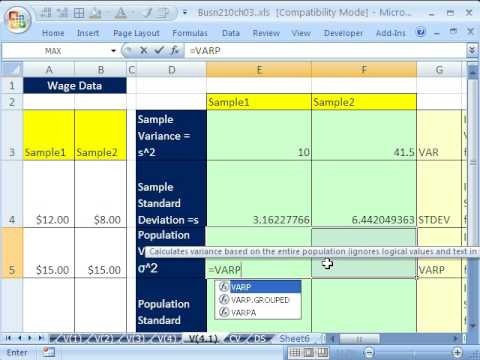How To Calculate Variance Of A Sample In Excel