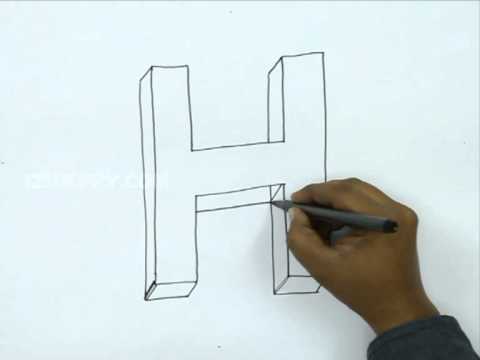 how to draw the letter h in 3d