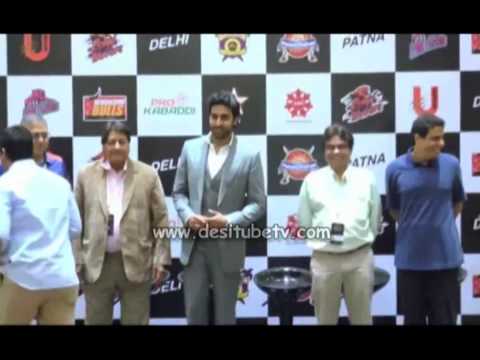 Abhishek Bachchan taking some useful tips with world's best Kabaddi players in press conference