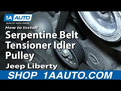 How To Install Replace Serpentine Belt Tensioner Idler Pulley 3.7L 2004-13 Jeep Liberty
