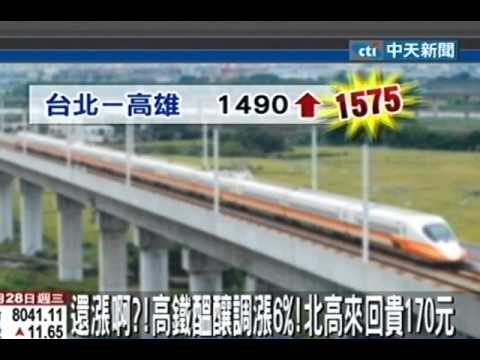 吃不消啦!! 高鐵醞釀調漲6% !!
