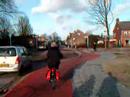 Cycle path on newly improved street in Assen, Netherlands
