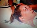 shampooing long blond hair