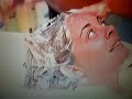 shampooing long blond hair