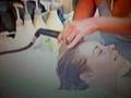 shampooing long blond hair
