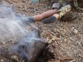 GI Joe makes a fire