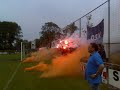 Sfeer tijdens de opkomst van de teams OSV uit Amsterdam en DSS uit Haarlem voor de finale in de nacompetitie voor een plaats in de 3de klasse. De wedstrijd zal helaas gewonnen worden met 1-0 door een goal in de blessuretijd van DSS.