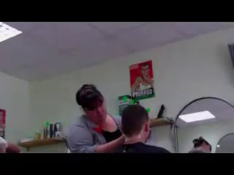 barberette - Large Voluptuous Lady Barber .... Neck shave.