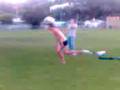 Swanny nailing himself on a fence
