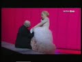 this is a very unusual dance of the 7 veils.  dresden-2005 -- evelyn herlitzius (salome), wolfgang schmidt (herod), dagmar peckova (herodias), alan titus (jochanaan)