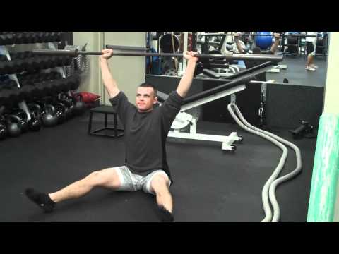 Barbell Floor Press to Overhead Sit Up
