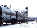 CN train pulling out of a siding in Gains on the Holly sub.